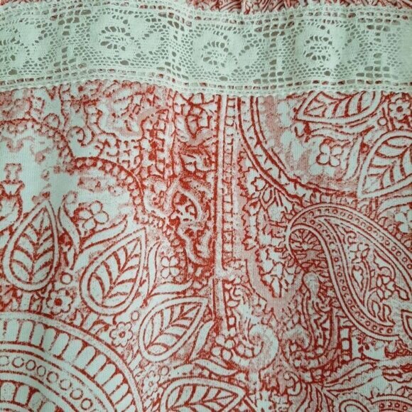 ZARA Floral Mandala Tank Top Lace Inserts Ruffle Detail Crewneck Sz S - Picture 5 of 9